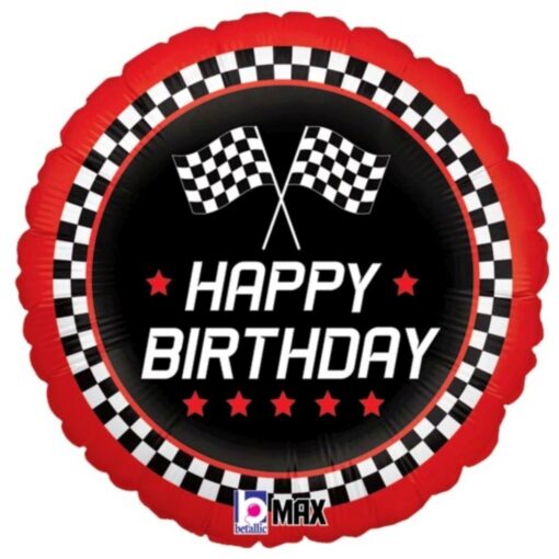 18&Quot; Rnd Checkered Flag Birthday Foil