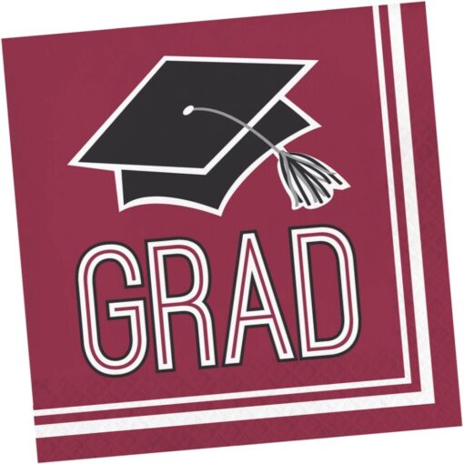 Burgundy Grad Napkins Lunch 36Ct