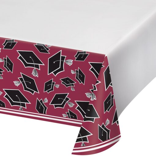 Burgundy Grad Tablecover Plastic 54X102