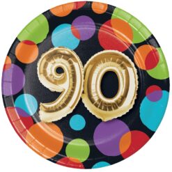 Balloon Birthday Plates 90yo 7" 8CT