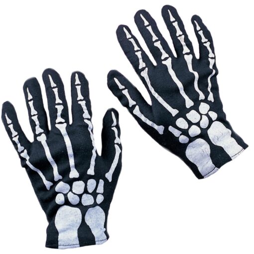 Gloves Black W/Skeleton Print Child