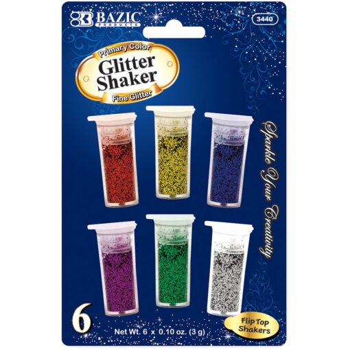 Glitter, Primary Color .10Oz Astd 6Ct