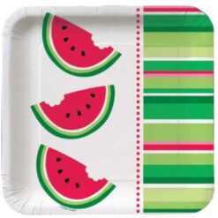 Watermelon Stripe Plates SQR 7" 8CT