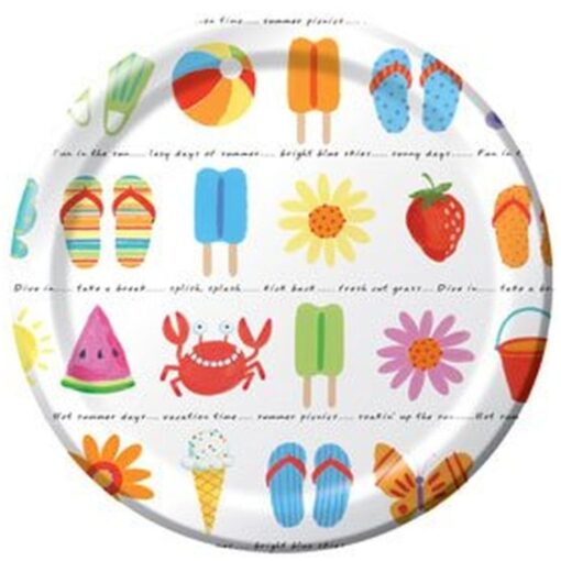 Sunshine Stripes Icons Plates 7&Quot; 8Ct