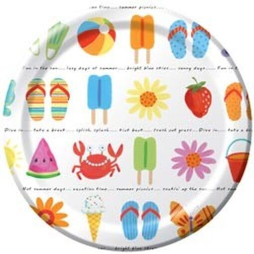 Sunshine Stripes Icons Plates 9&Quot; 8Ct