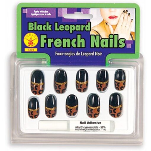 Nails Leopard Black French