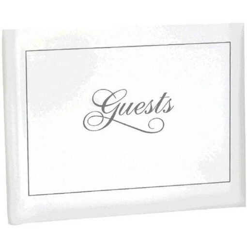 White Guest Book W/Silver