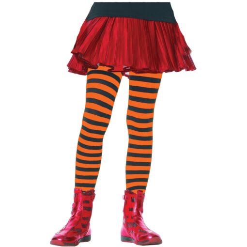 Orange/Black Striped Tights Ch Xl(11-13)