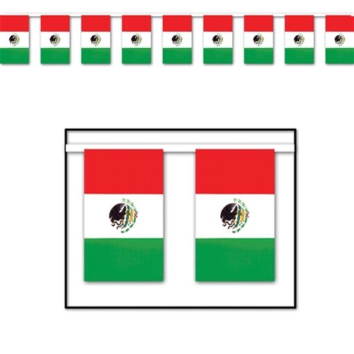 Mexican Flag Pennant Banner 60Ft