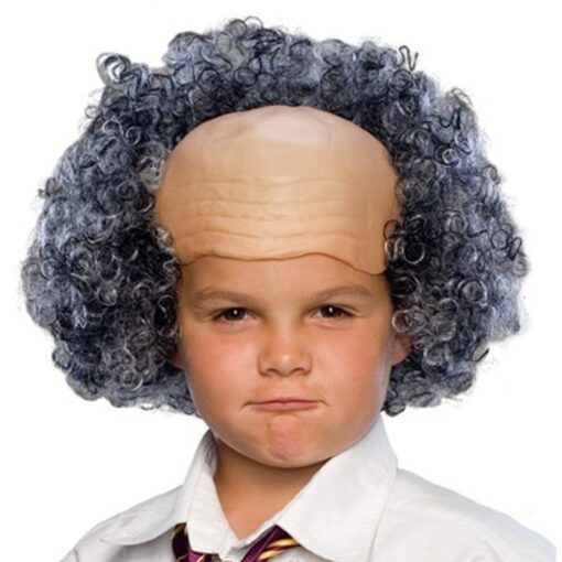 Bald W/Grey Curly Sides Wig Child