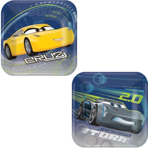 Cars 3 Plates Sqr 7&Quot; 8Ct