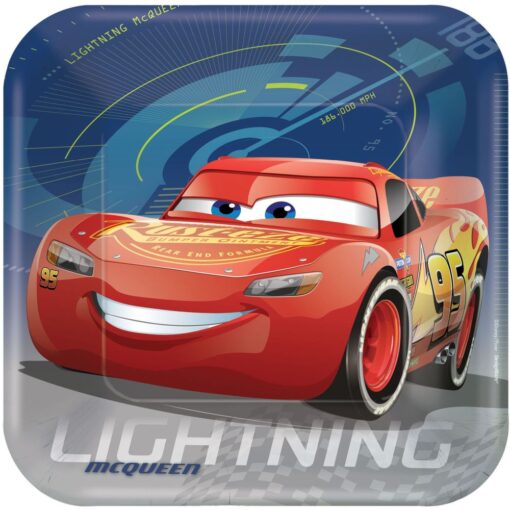 Cars 3 Plates Sqr 9&Quot; 8Ct