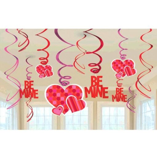 Hanging Swirl Valentine Decorations 12Ct