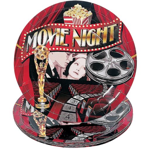 Movie Night Plates 9&Quot; 8Ct