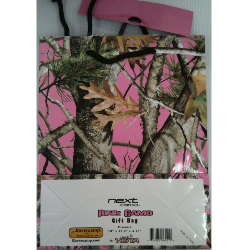 Next Camo Vista Pink Camouflage Gift Bag with Tissue Paper 