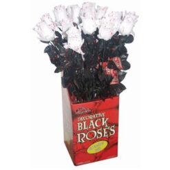Bloody White Rose w/Black Stem