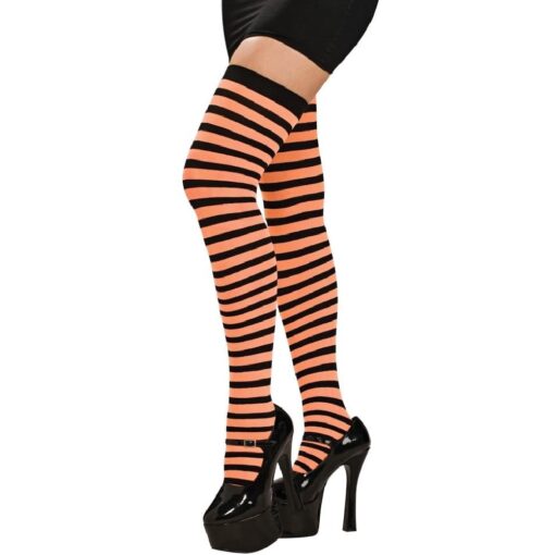 Thigh Highs Orange/Black Striped