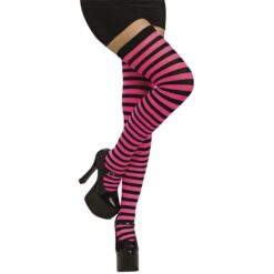 Striped Thigh Highs Pink/Black OS