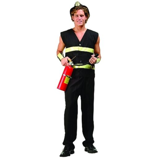 Fire Fighter Blk Vest/Pnts Plus 44-48