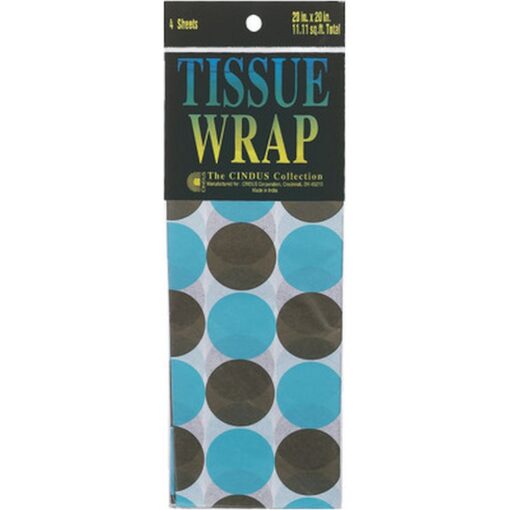 Brown/Blue Dots Tissue Wrap Printed 4Sht