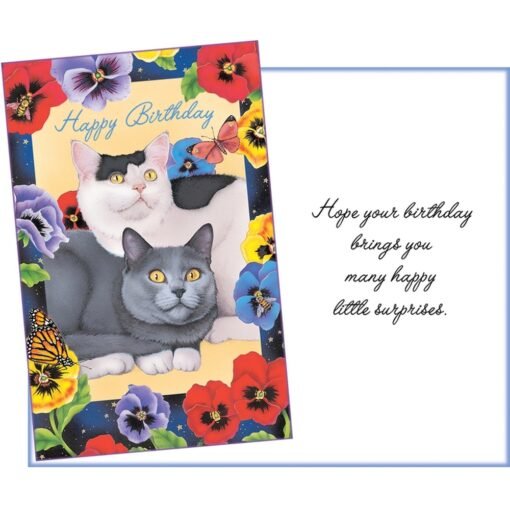 Gc Happy Birthday (Cats W/Pansies)