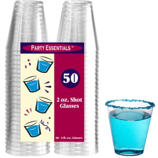 Shot Glasses, 2Oz Clear Plastic 50Ct