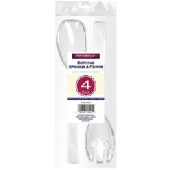 Serving Spoons & Forks Clear Plastic 4CT