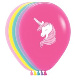 11" RND Unicorn Head Print LTX Astd 50CT