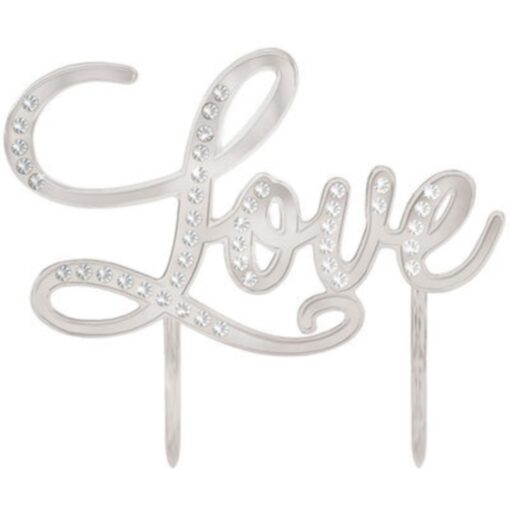 Cake Topper &Quot;Love&Quot; Silver W/Gems