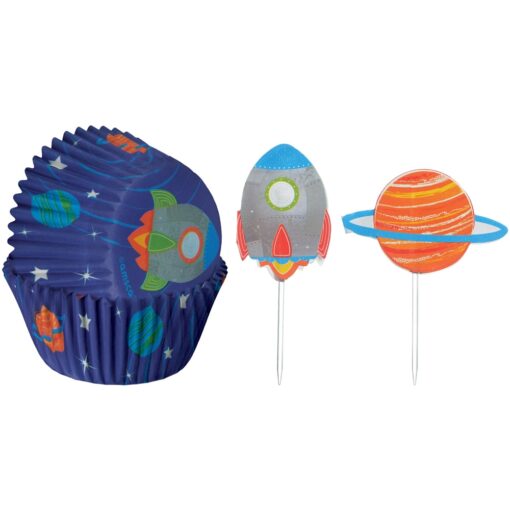 Blast Off Birthday Cupcake Cups &Amp; Picks