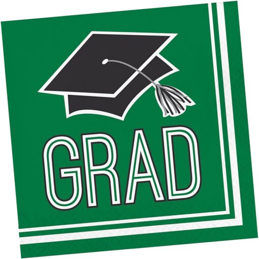 Green Grad Napkins Lunch 36Ct