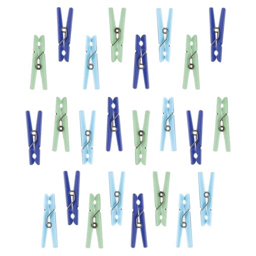 Blue &Amp; Green Clothespin Favors 24Ct