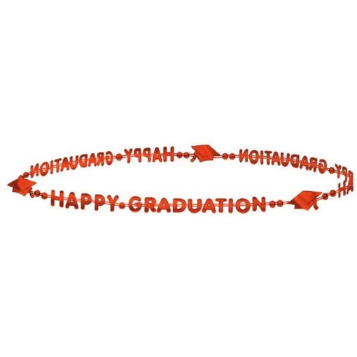 Orange Happy Graduation Bead Necklace