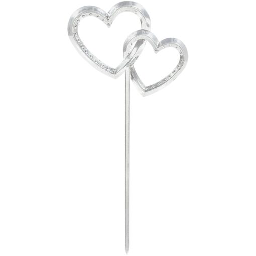 Cake Pics Hearts Silver Plastic 12Ct