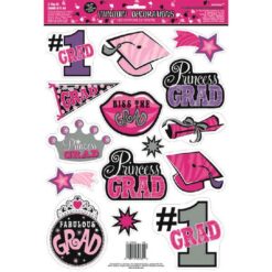 Pink Princess Grad Window Decals