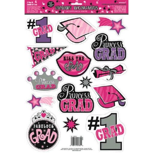 Pink Princess Grad Window Decals