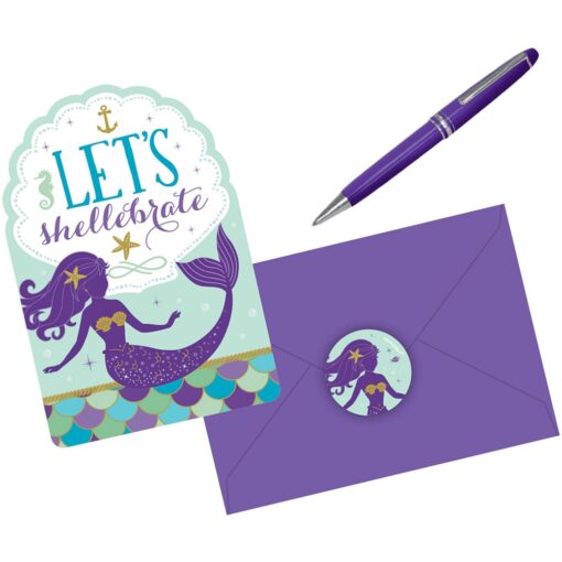 Mermaid Wishes Postcard Invites 8Ct