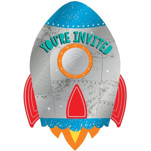 Blast Off Birthday Invitations 8Ct