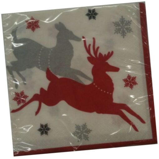 Holiday Reindeer Napkins Beverage 16Ct