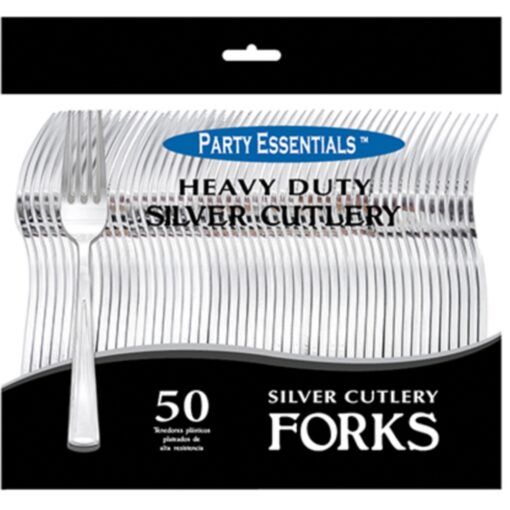 Forks Silver Heavy Duty Plastic 50Ct