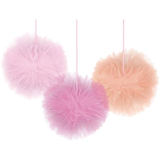 Fluffy Tulle Baby Girl Decorations 3Pcs