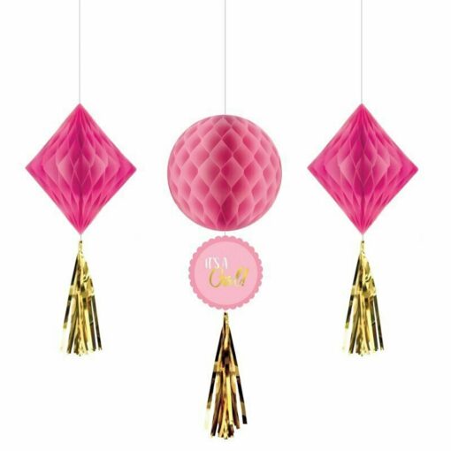 It'S A Girl Honeycomb Decoration 3Pcs