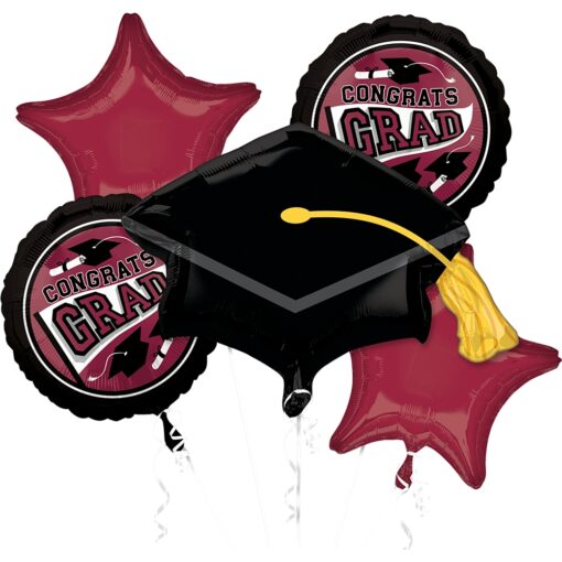 Bqt Burgundy Congrat Grad Bllns 5Pcs