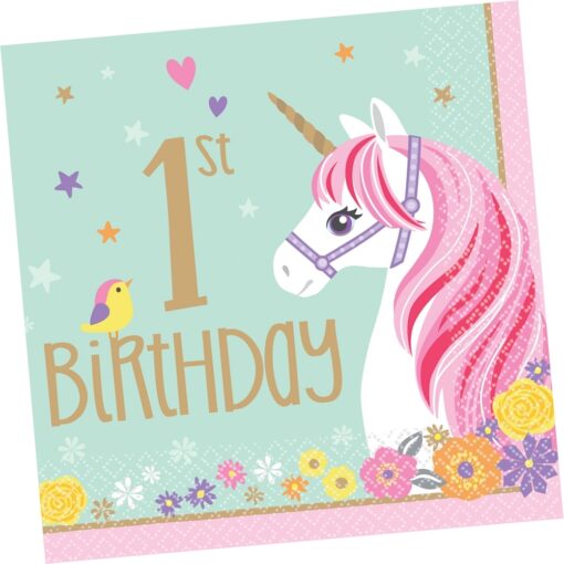 My First Unicorn Napkins Lunch 16Ct