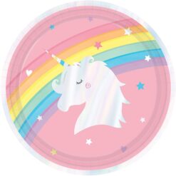 Magical Rainbow Unicorn Iredescent Plates 9" 8CT