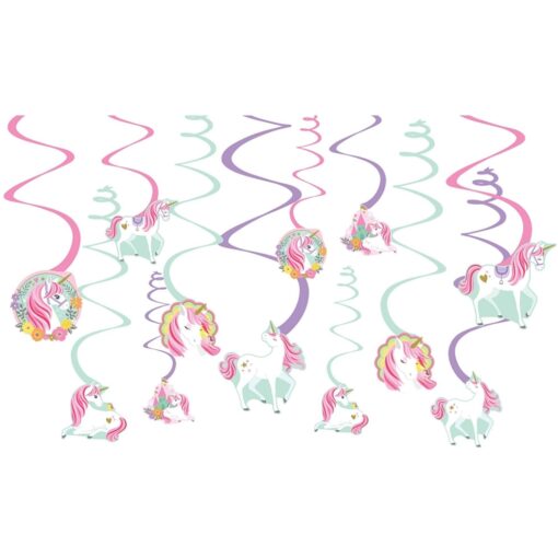 Magical Unicorn Swirl Decorations 12Pcs