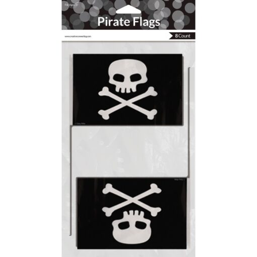 Pirate Favor Flags Plastic Small 8Ct