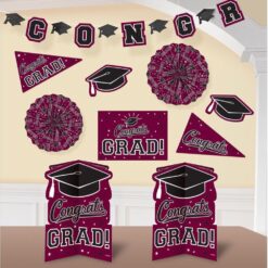 Burgundy Grad Decorating Kit 10PCS