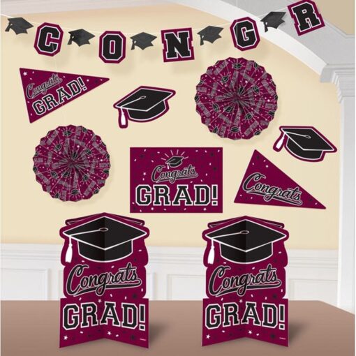 Burgundy Grad Decorating Kit 10Pcs