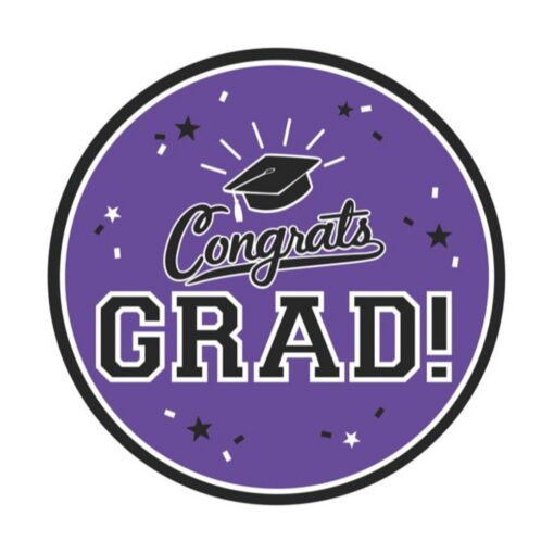 Purple Congrats Grad Plates 7” 18Ct